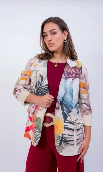 Blazer estampado tropical